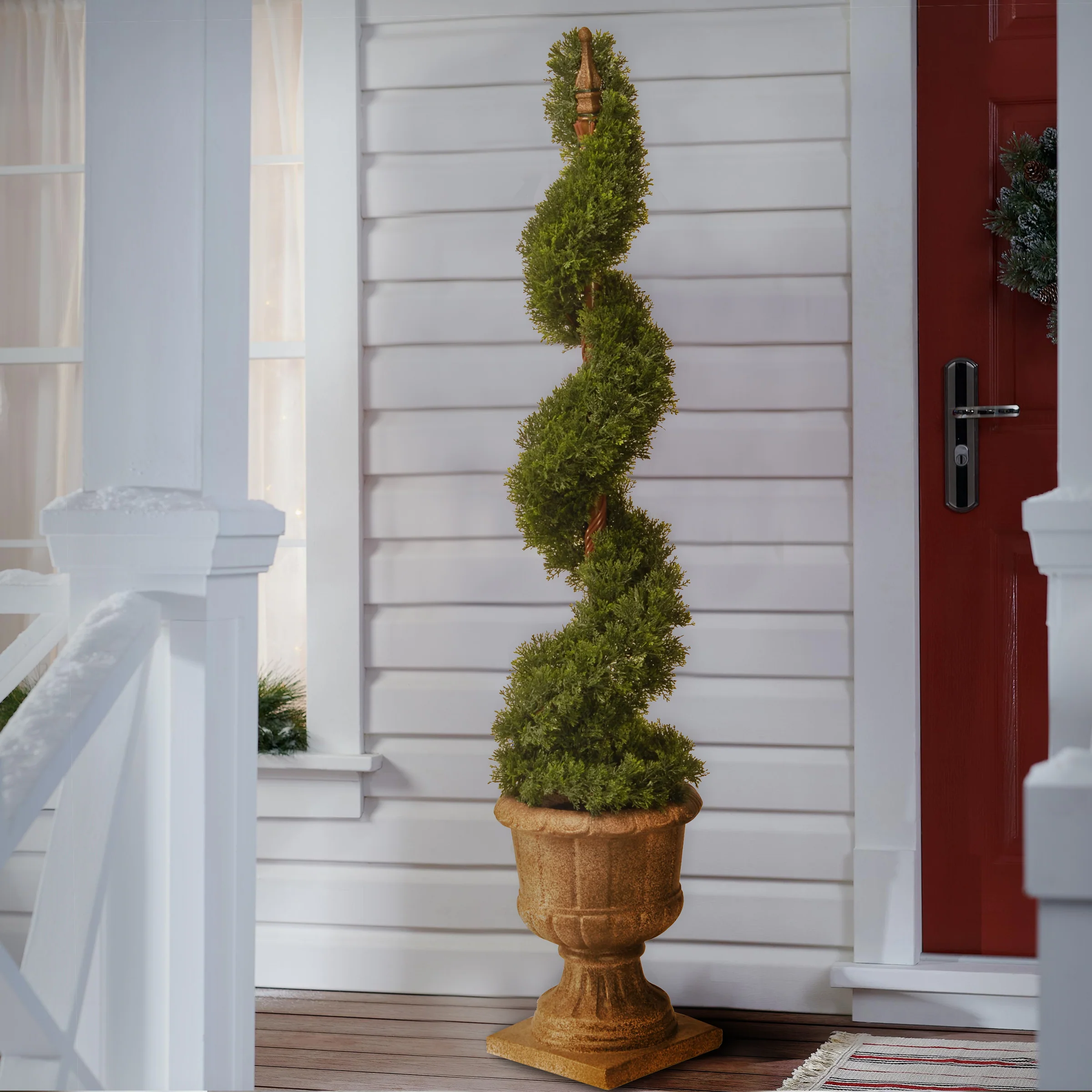 48 in. Upright Juniper Spiral Topiary Tree in a Decorative Urn - Image 2
