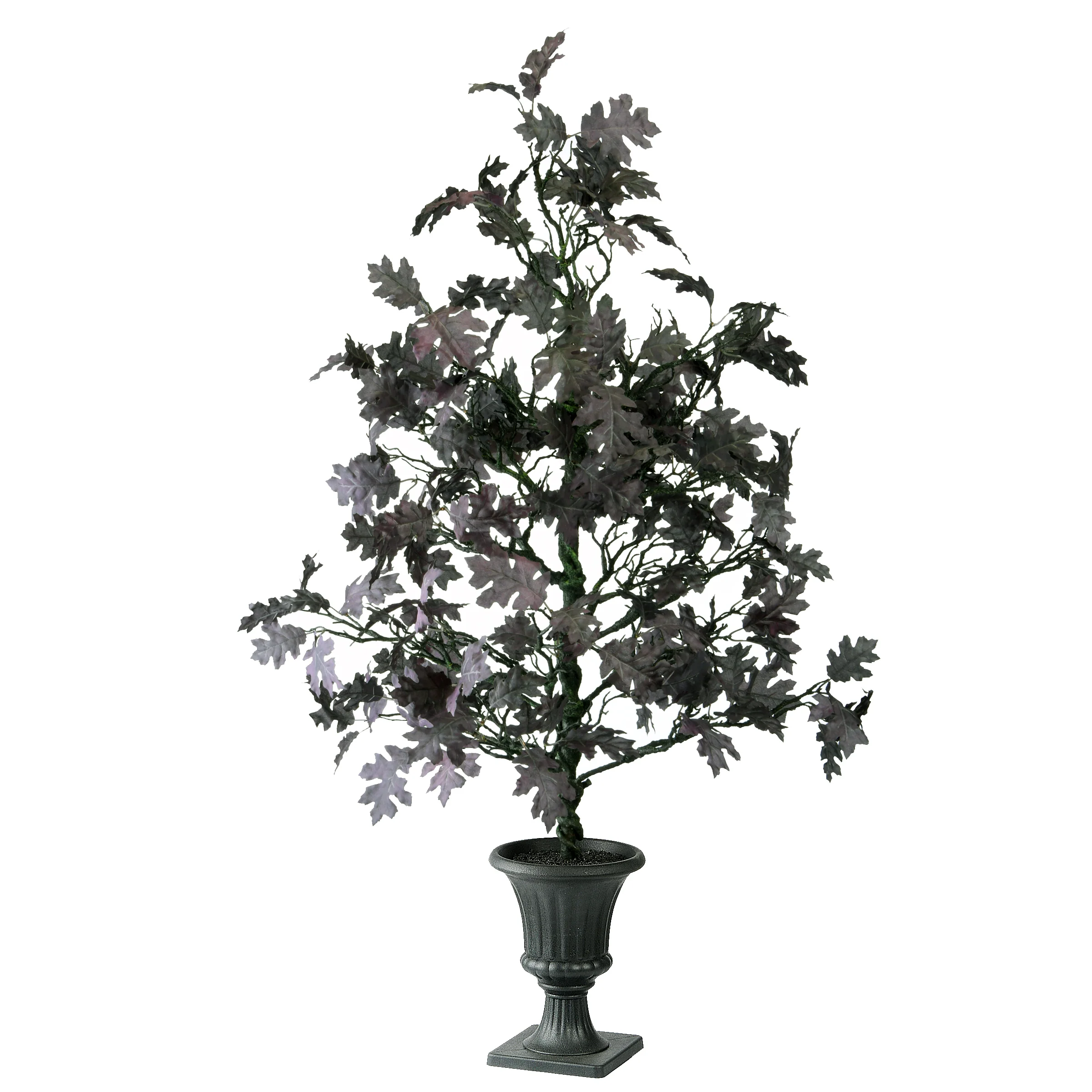 4 ft. Halloween Black Oak Tree in a Black Urn Base