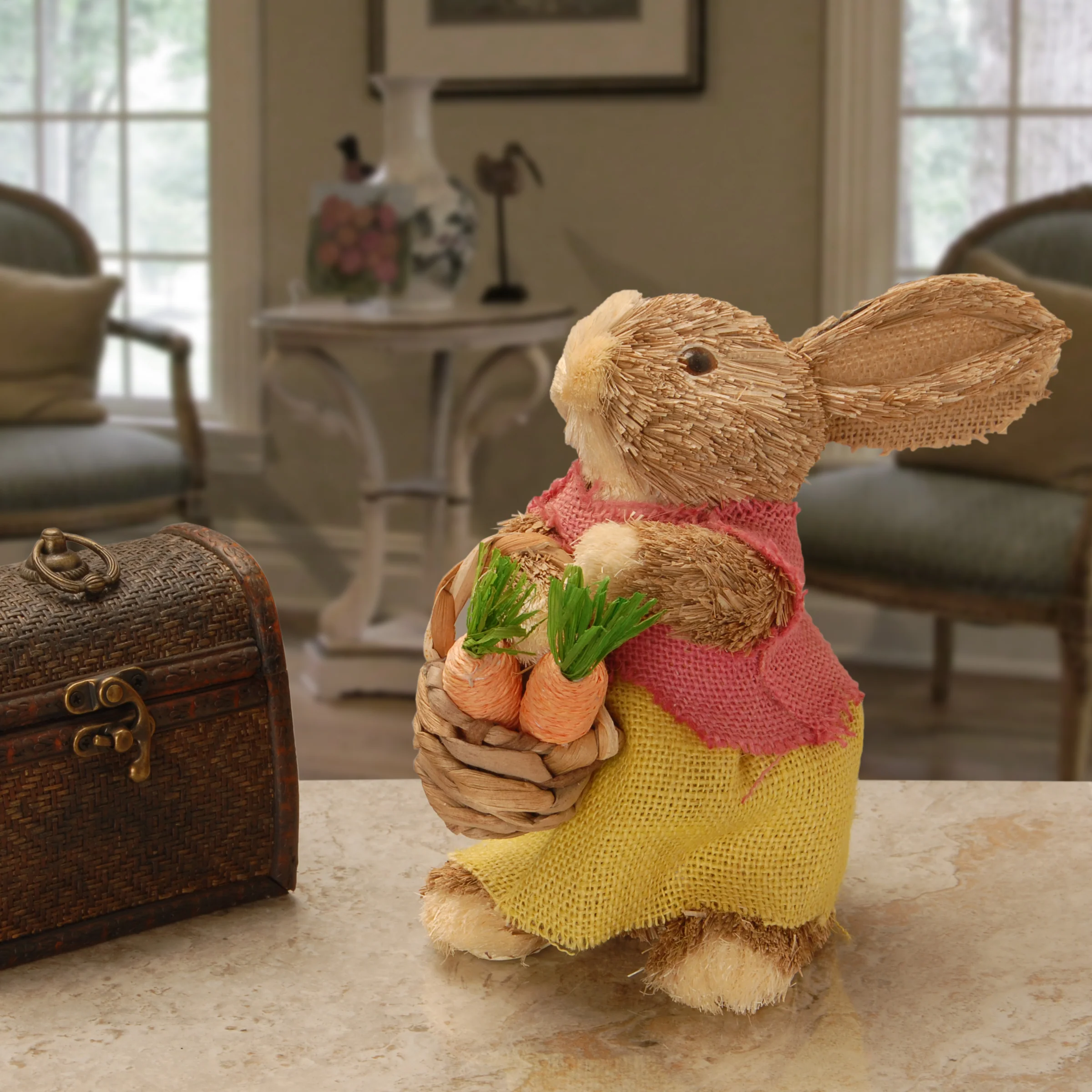 10 in. Female Dainty Brown Easter Bunny Table Decoration - Image 2