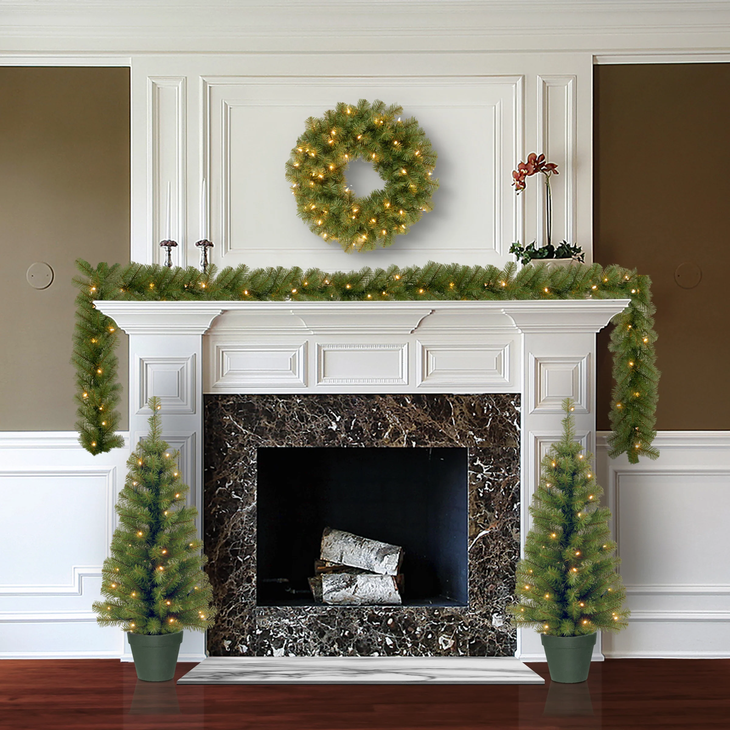 Evergreen Assortment with Battery Operated LED Lights - Image 2