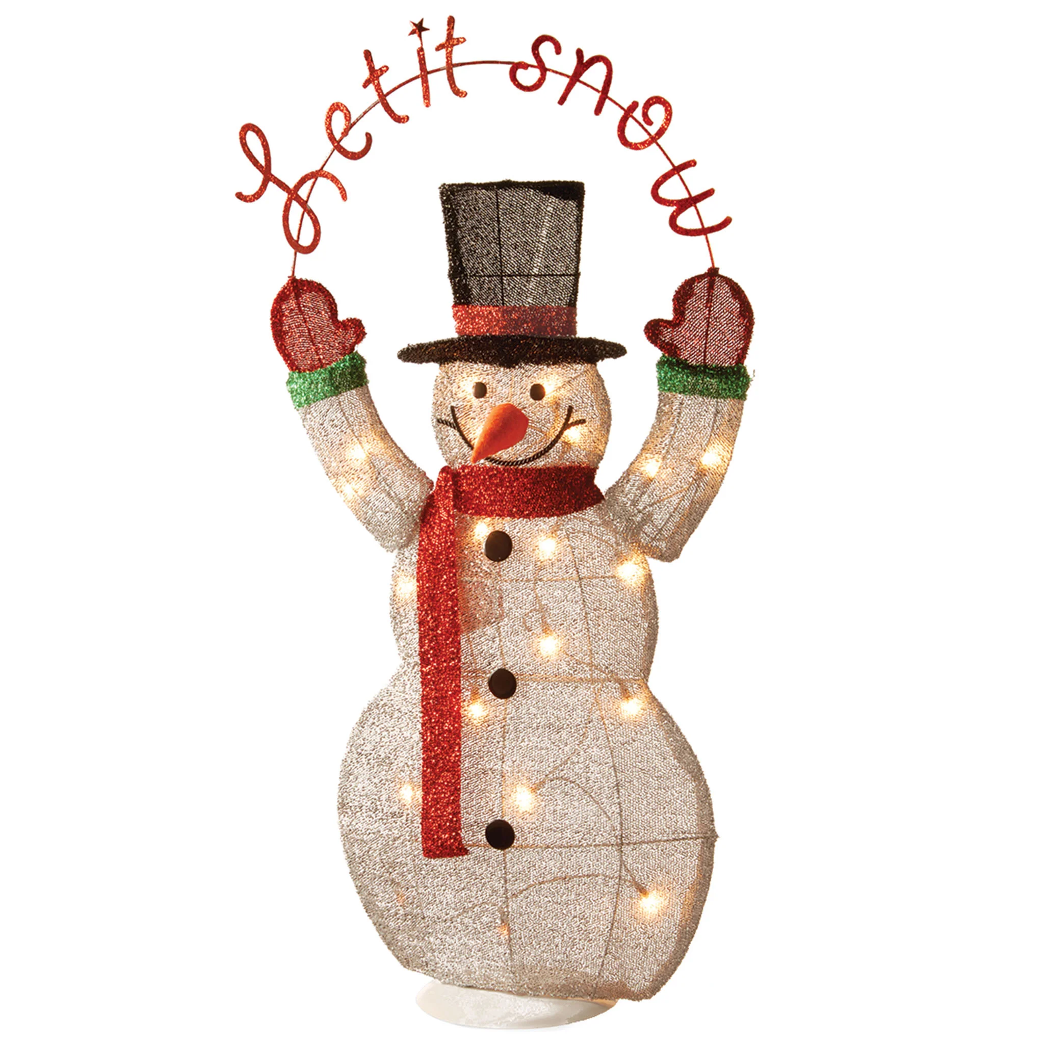 36 in. Pre-Lit Tinsel Snowman