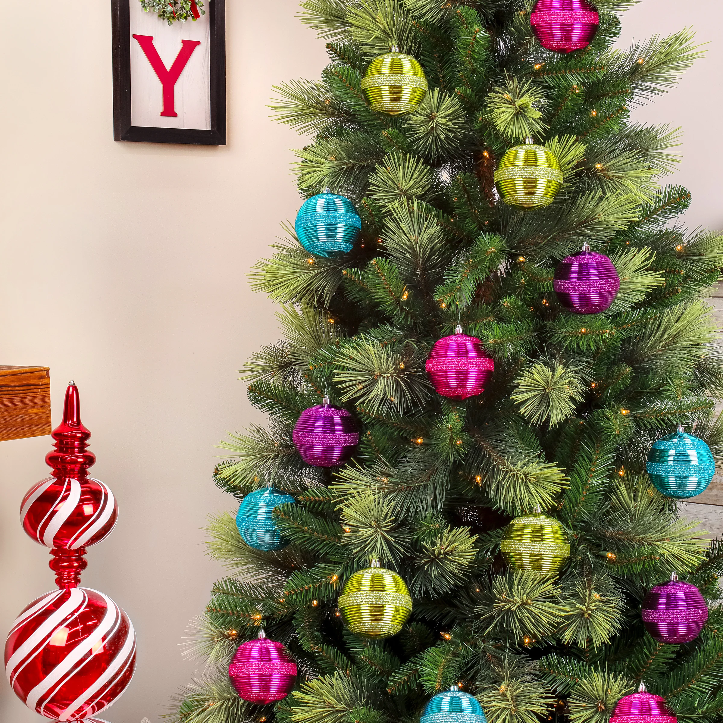 4-Piece Shatterproof Swirling Purple Ornaments - Image 6