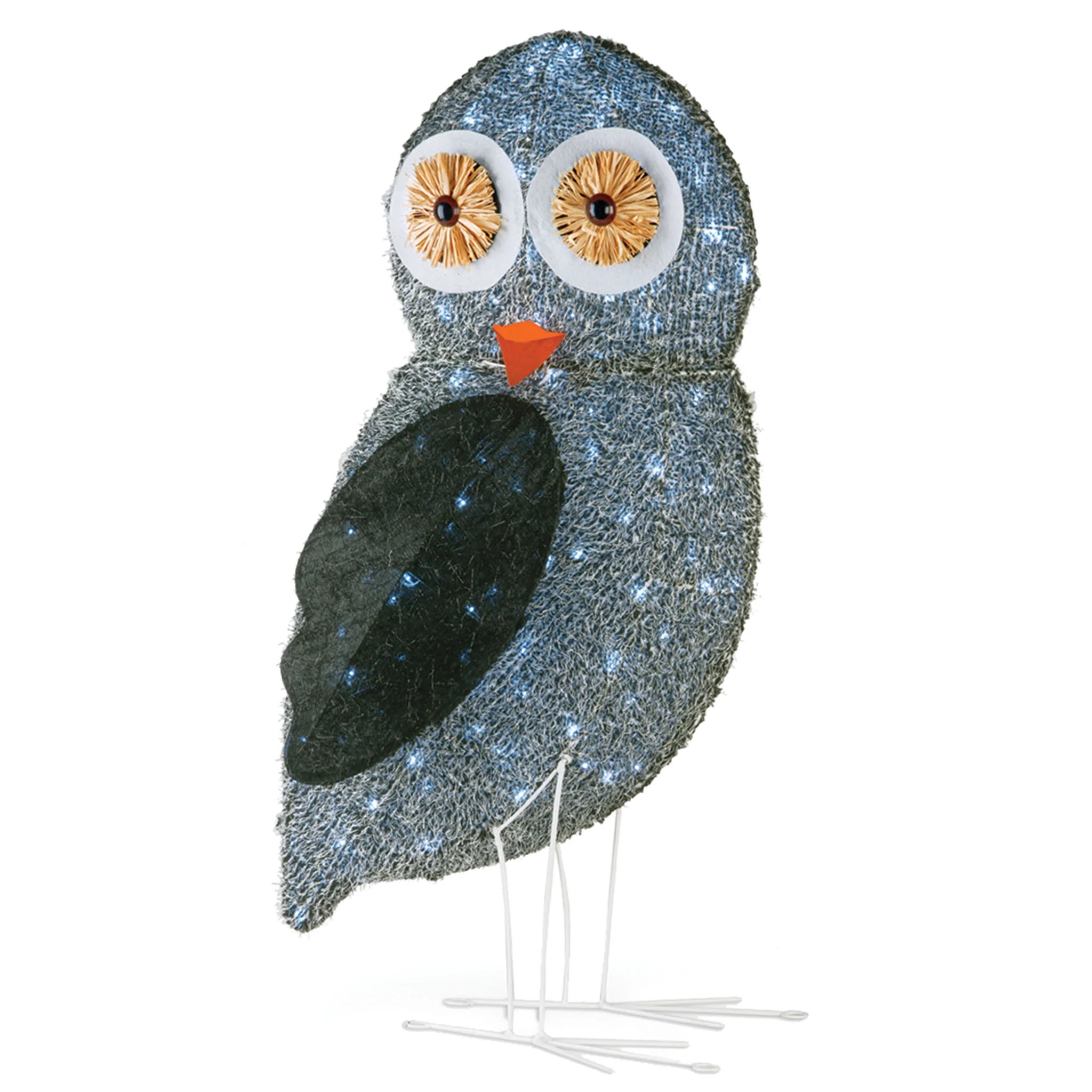 37 in. Fuzzy Fabric Owl with LED Lights, Plug-In