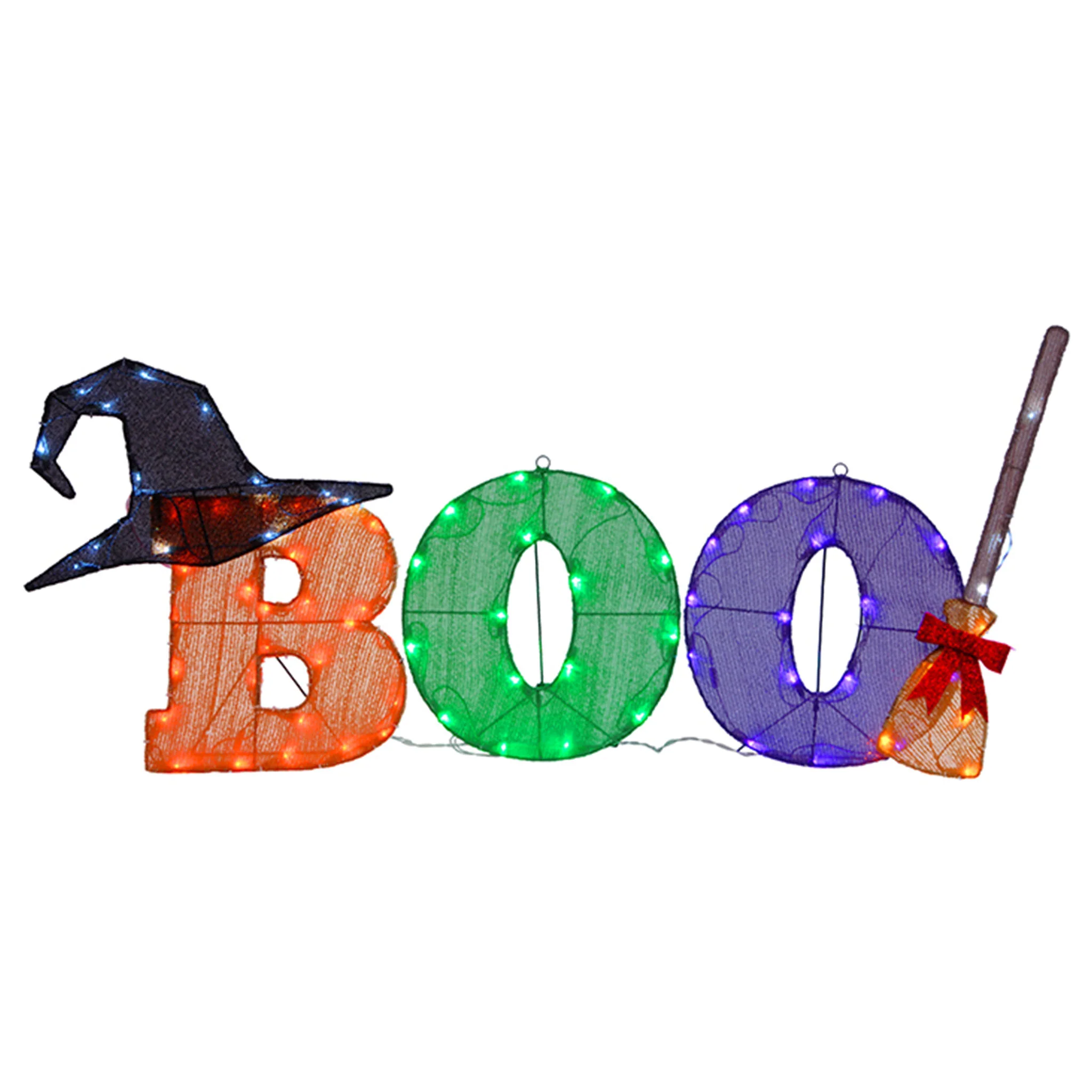 23 in. Halloween Pre-Lit BOO Light Up Sign Outdoor Decoration with LED Lights, Plug-In