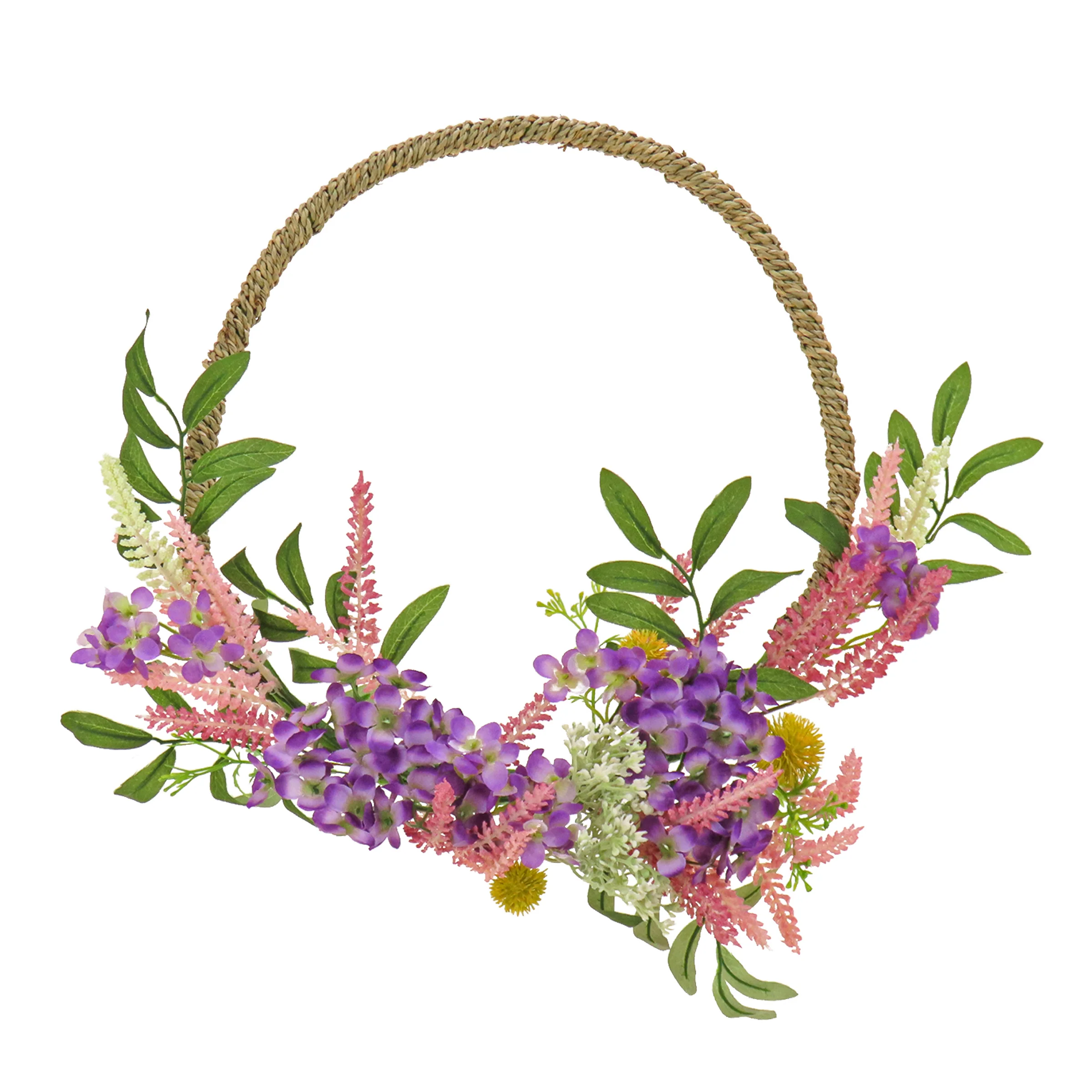 16 in. Spring Hoop Wreath with Lavender and Blossom