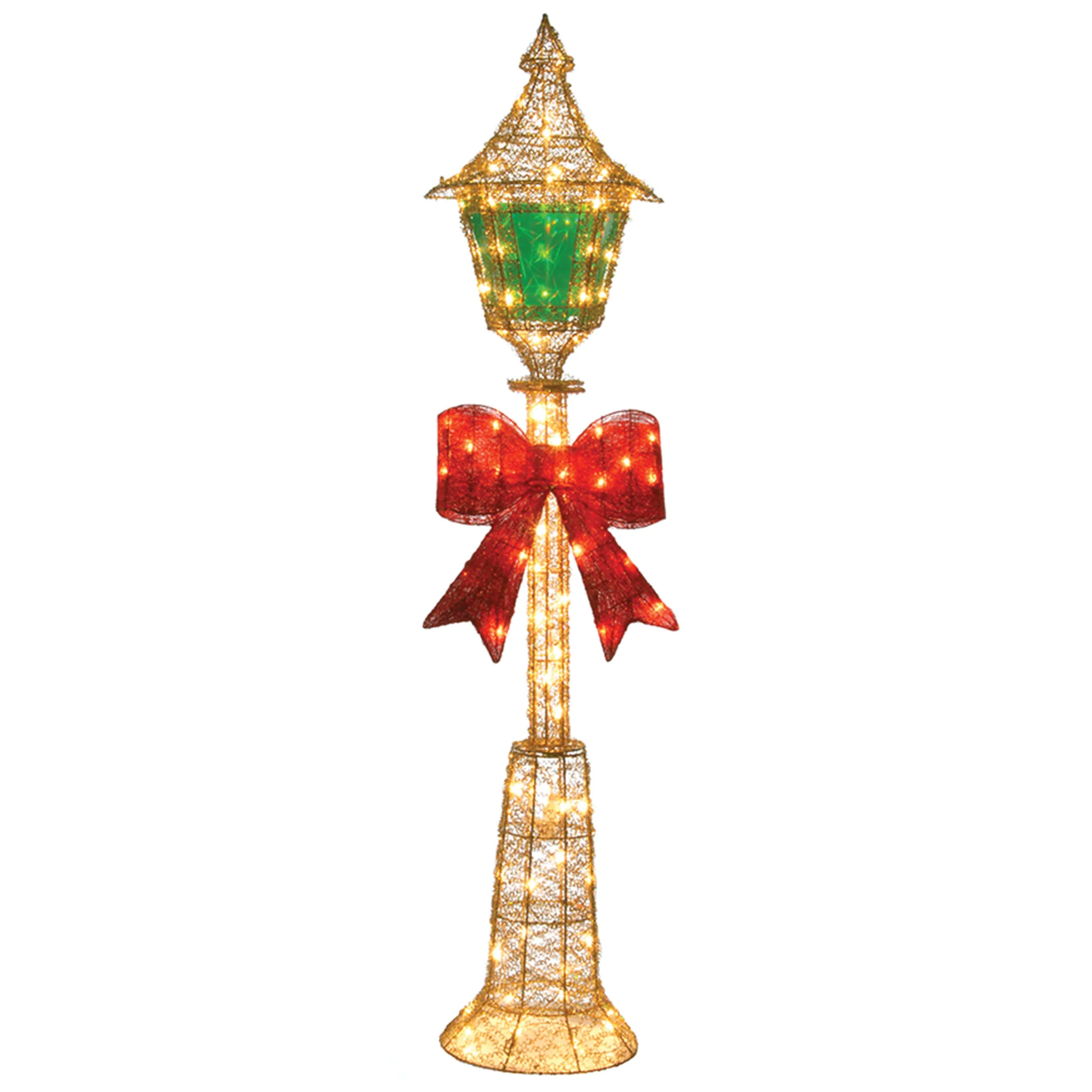 60 in. Pre-Lit Gold Wire Lamp Post