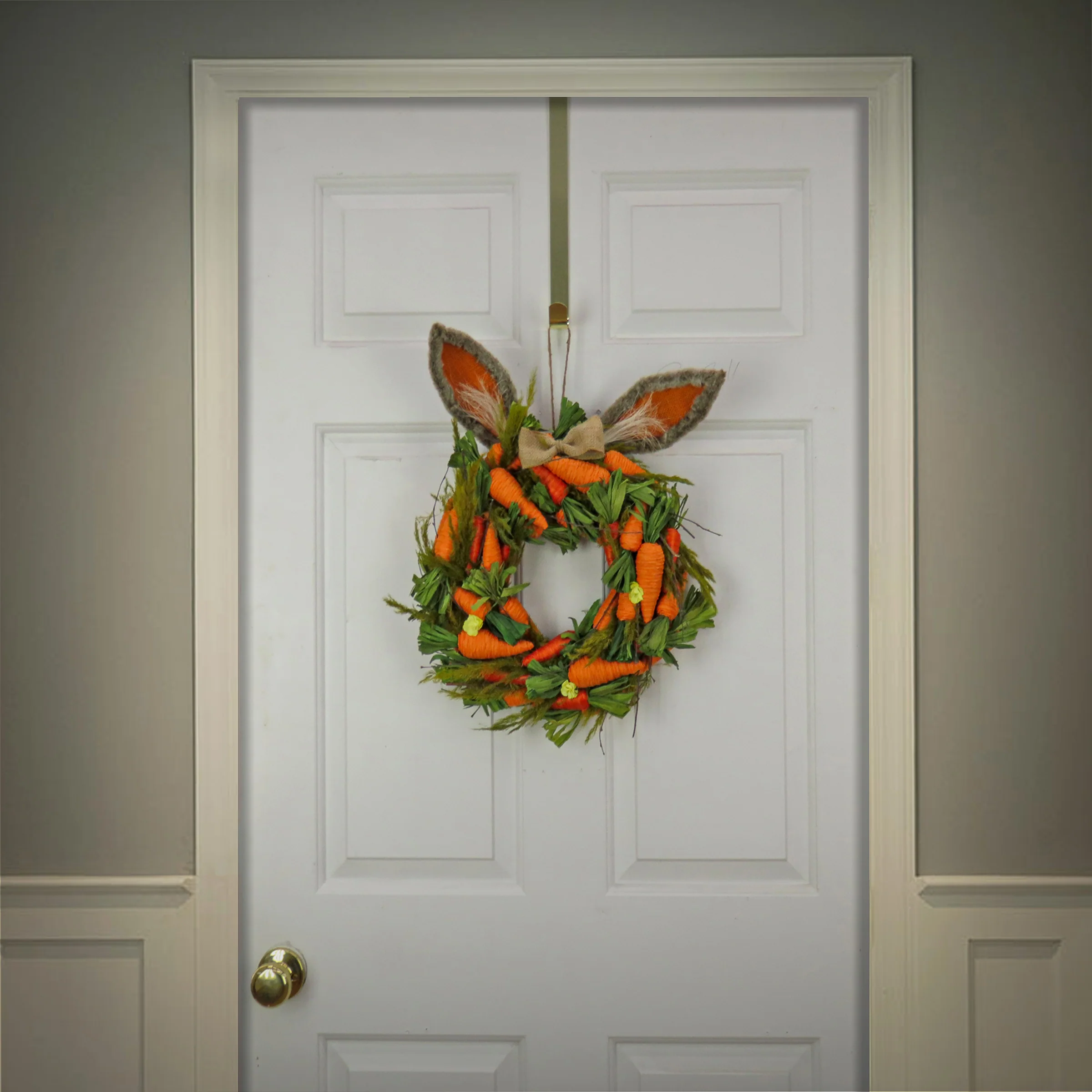 16 in. Easter Wreath Decorated with Carrots and Leafy Greens - Image 2