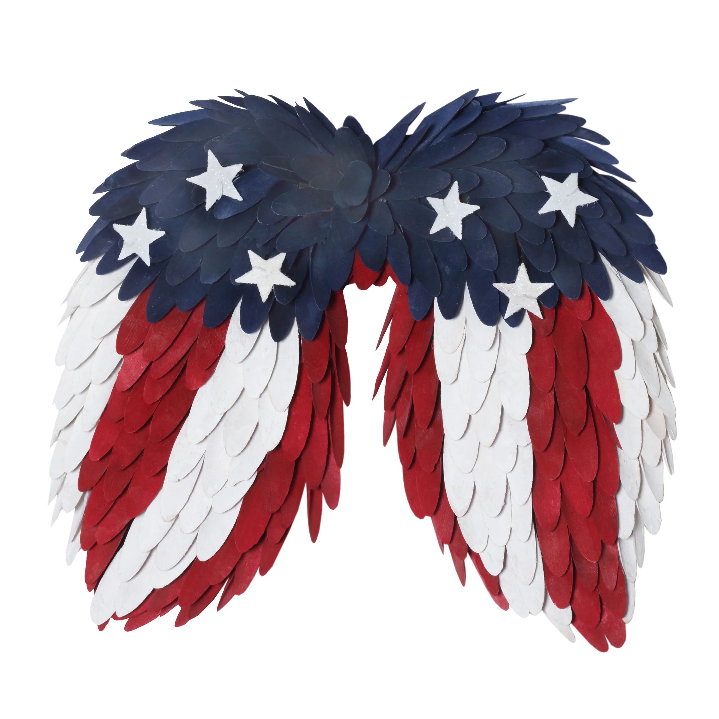 15 in. Patriotic Hanging Wings with Red White and Blue Wood Cuts