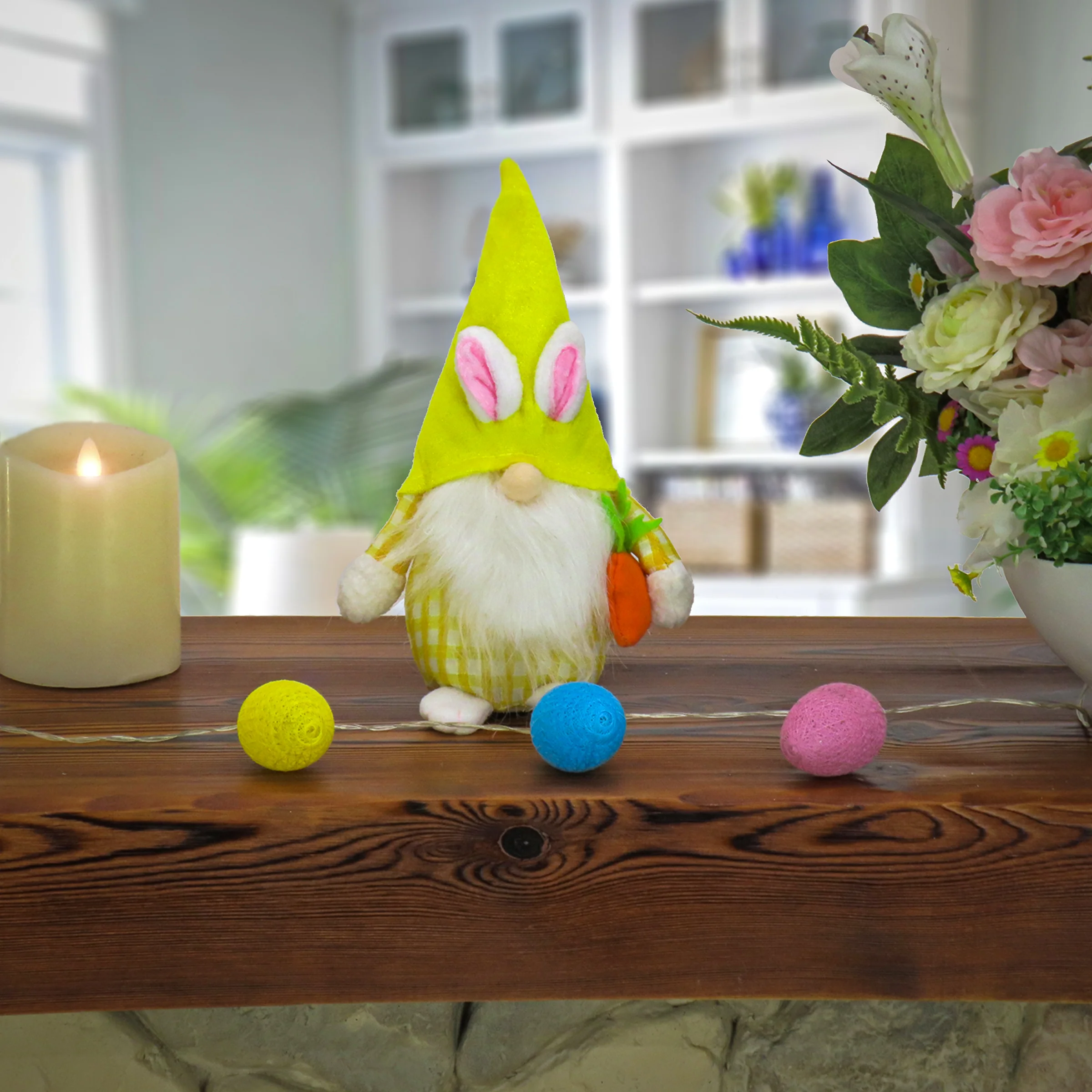 11 in. Yellow Easter Bunny Gnome Table Decoration - Image 2