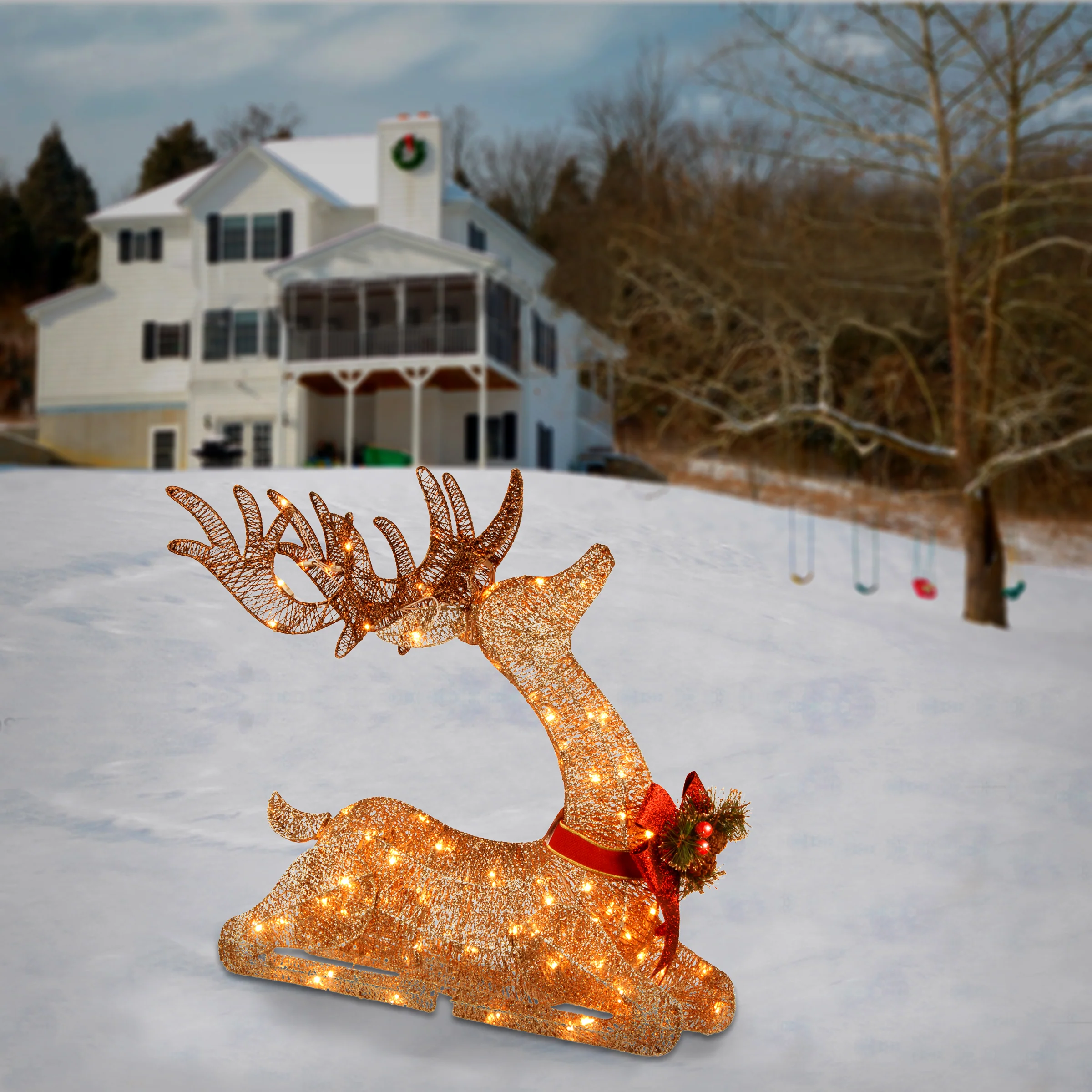 31 in. Sisal Splendor Champagne Lying Deer, Plug-In - Image 4