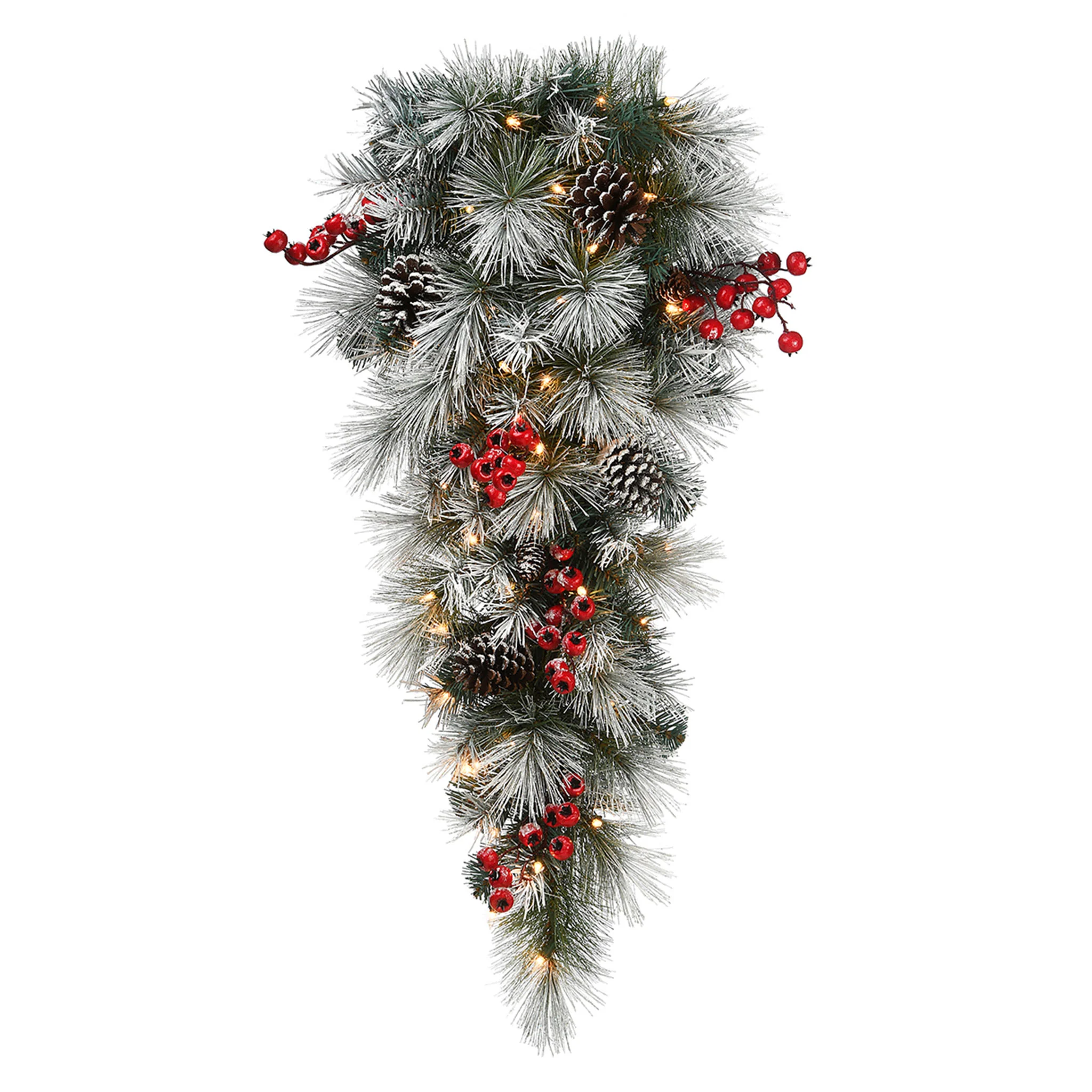 36 in. Pre-Lit Snowy Glacier Pine Teardrop with LED Lights