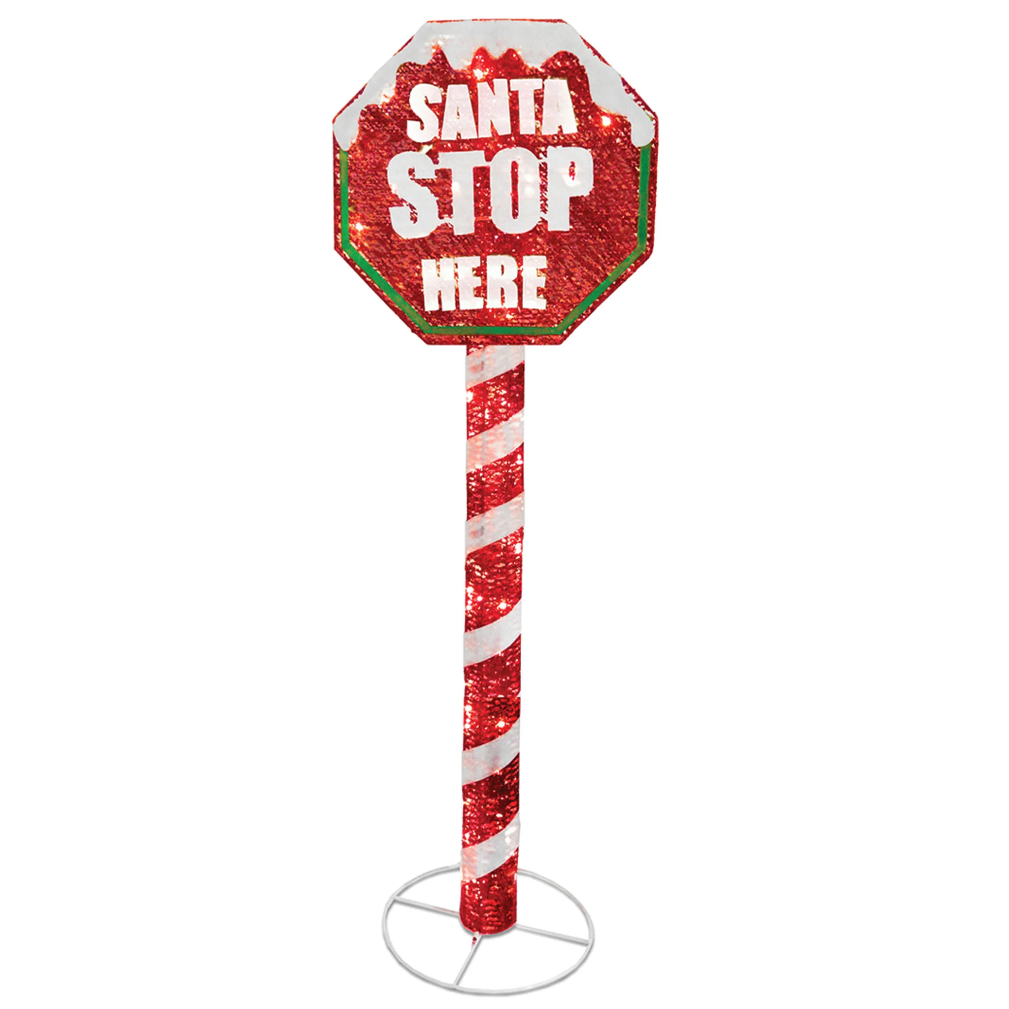 60 in. Stop Sign Decoration with LED Lights, Plug-In