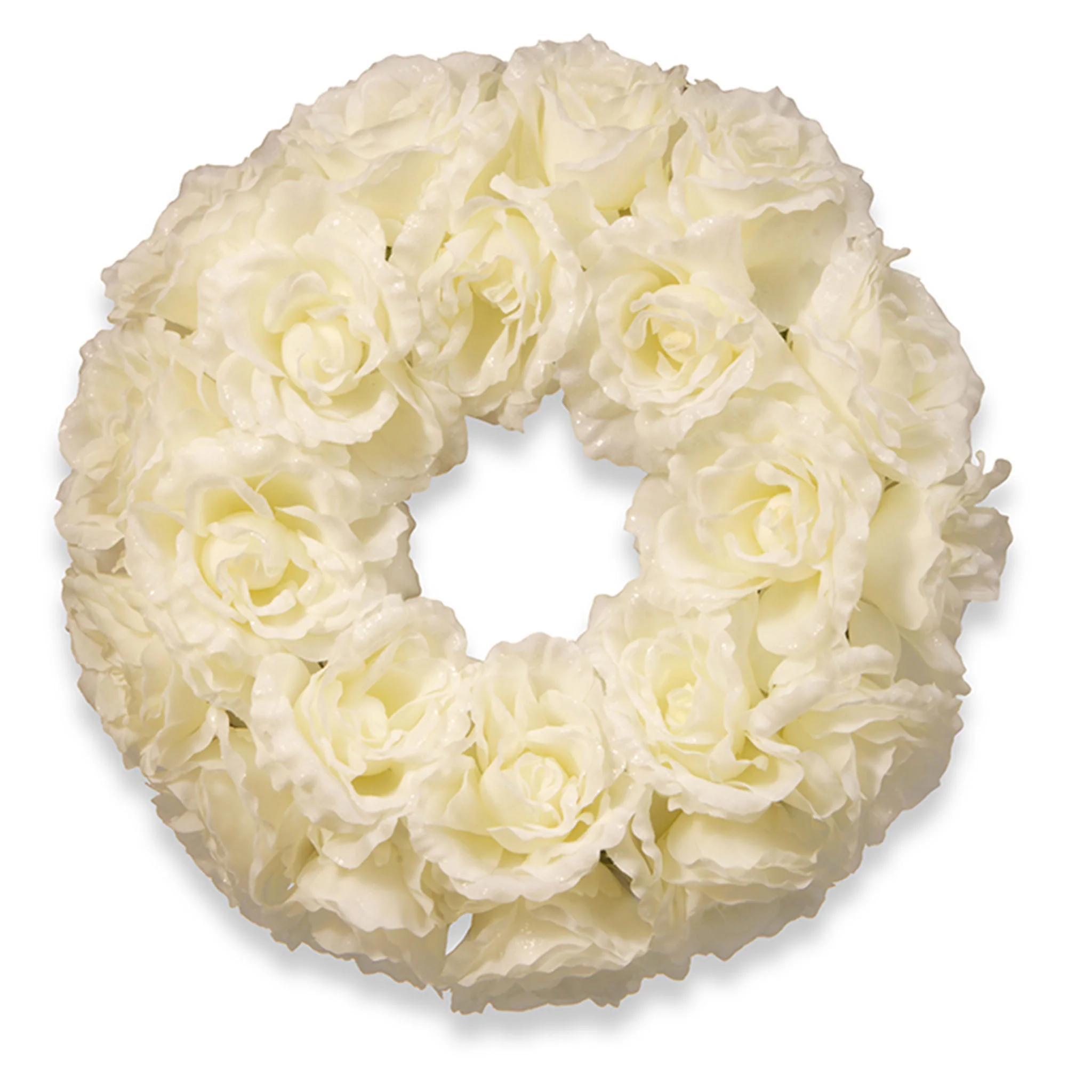 17 in. Glittered White Rose Wreath
